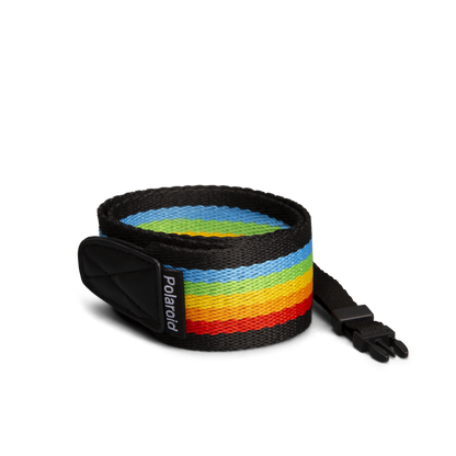 Polaroid Camera Flat Strap Rainbow Black